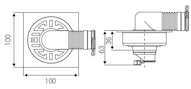 Pd-34391p Bathroom Accessories 100mm*100mm Stainless Steel Floor Drain for Washing Machine