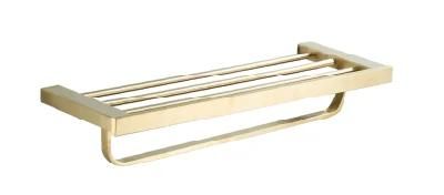 Bathroom Towel Shelves with Double Towel Bars SUS304 Stainless Steel Wall Mounted