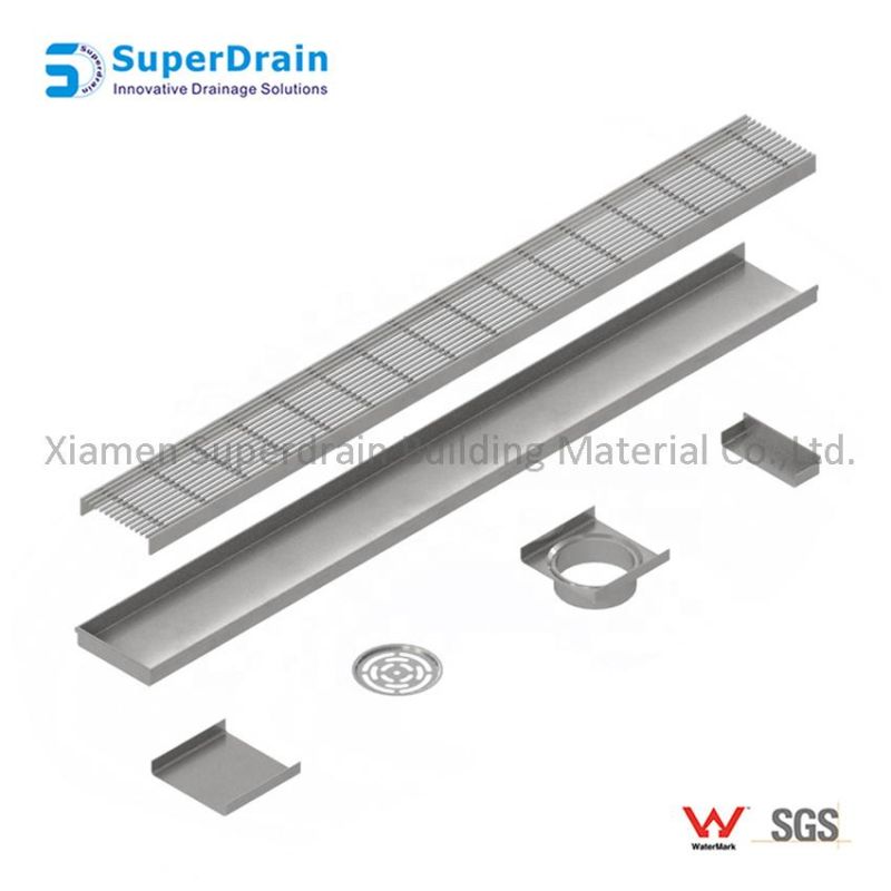 Commercial Stainless Steel Channel Drain with Strip Grate for Overflow Use