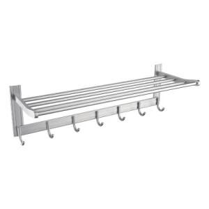 Luolin Aluminum Hotel Towel Rack Bathroom Shelf Shower Towel Bar Organizer Aluminum with Extra Hooks, 92511-13
