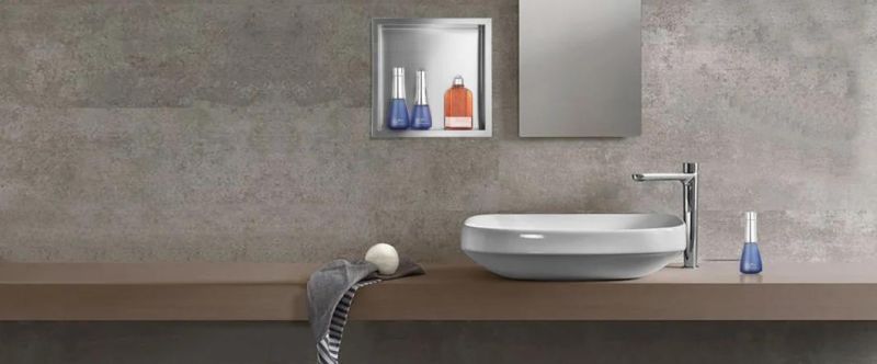 Custom Silver Stainless Steel Bathroom Shower Insert Wall Niches