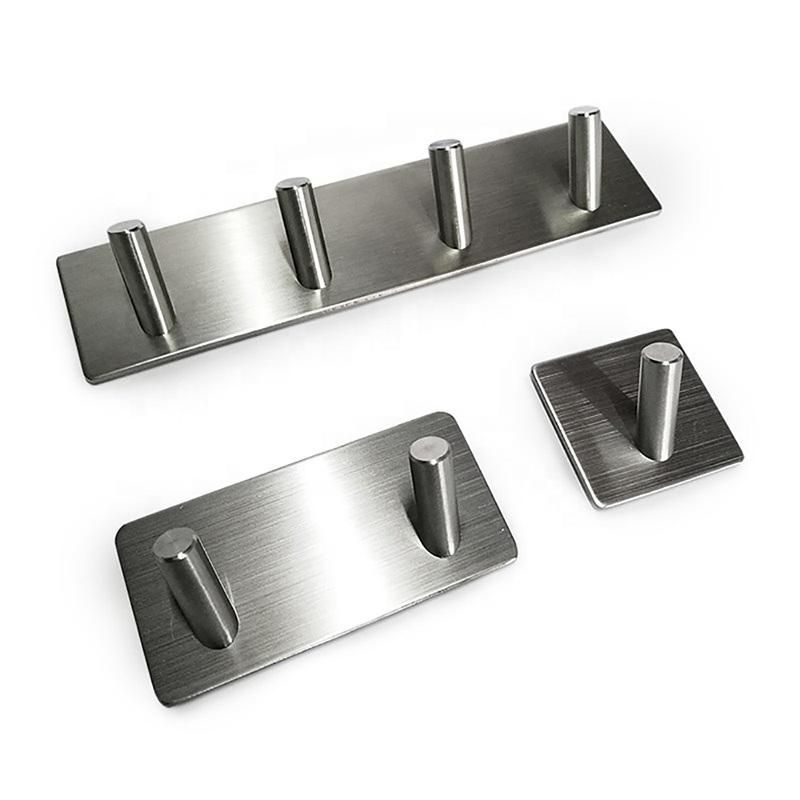 SUS 304 Stainless Steel Self Adhesive Hooks Rail Rack Sticky Coat Robe Hook 5 Hooks Brushed