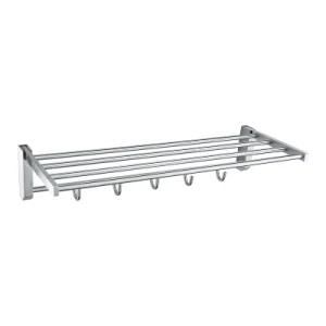 Luolin Stainless Steel 304 Hotel Towel Rack Bathroom Folding Shelf Shower Towel Bar Holder Ware with Hooks, 91078-11