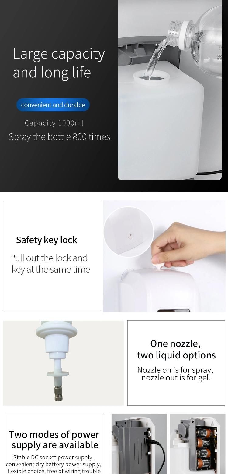 Disposable OEM Electric Foam Hand Sanitizer Dispenser Support 1000ml 70% Alcohol for Hospital