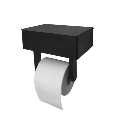 Kaiiy Wall Mounted Matt Black Toilet Paper Holder with Shelf Telephone Toilet Paper Roll Holder