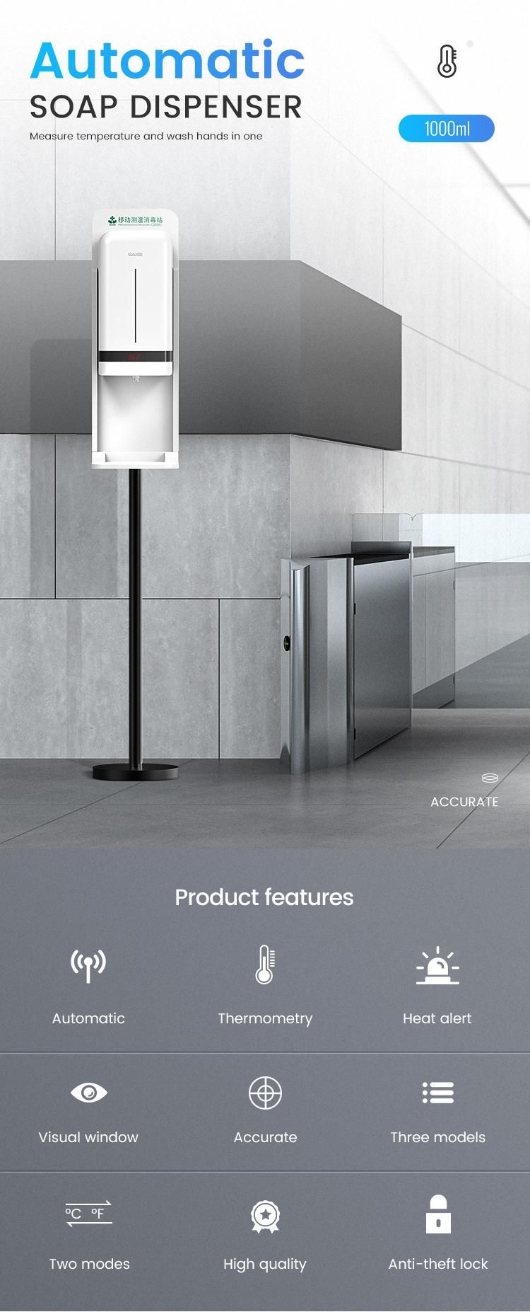 Saige 1000ml High Quality Automatic Hand Sanitizer Dispenser with Thermometer
