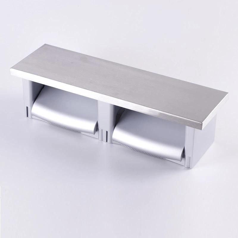 Bathroom Kitchen Storage Stainless Steel Toilet Paper Holder with Shelf