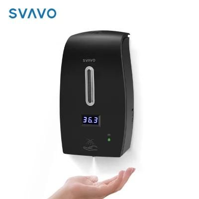 Wall Mounted Battery Operated Touchless Automatic Spray Alcohol Hand Sanitizer Dispenser with Thermometer Buzzer for Hospital