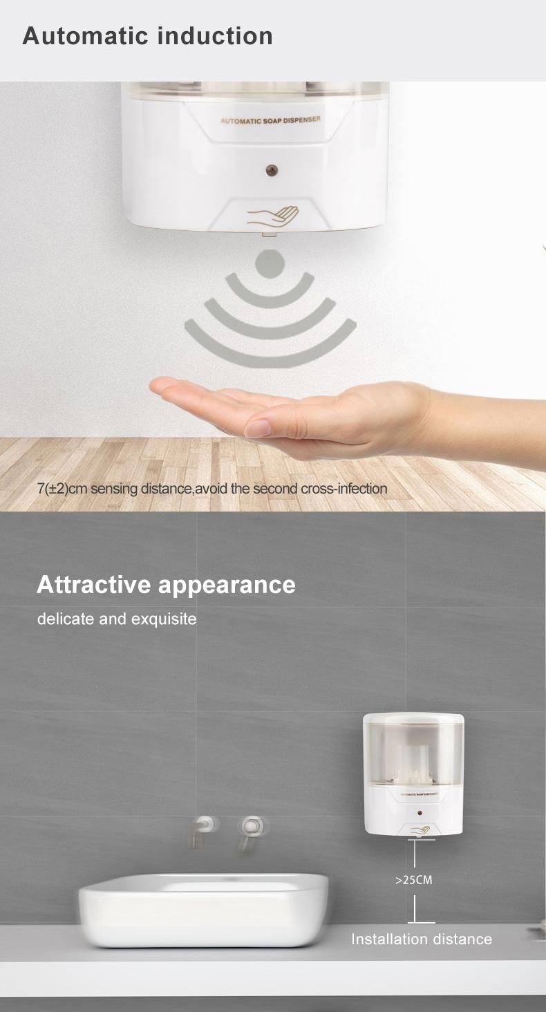 Saige 600ml Hotel Wall Mounted Plastic Automatic Sensor Hand Sanitizer Soap Dispenser