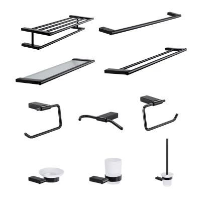 304 Stainless Steel 6 Piece Matt Black Washroom Luxury Bathroom Accessories Set