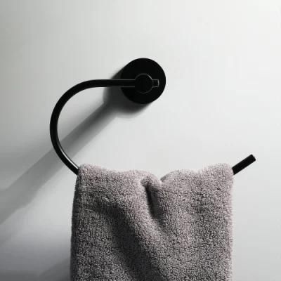 Bathroom Black Stainless Steel Pendant Single Towel Rack Bathroom Pendant Towel Ring