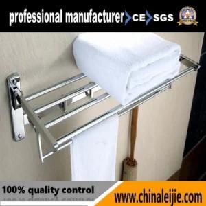 Hotel Bath Accessories Wall Hung Mount Bathroom Corner Stainless Steel Double Towel Rack with Shelf