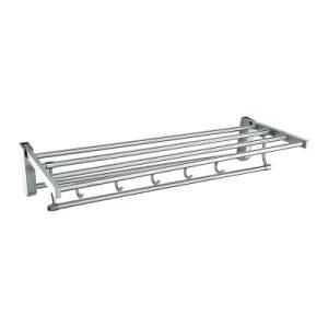 Luolin Stainless Steel 304 Hotel Towel Rack Bathroom Folding Shelf Shower Towel Bar Holder with Extra Hooks, 91080-1