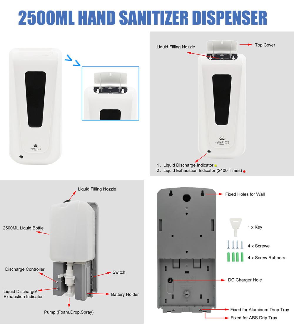 2500ml Big Capacity Automatic Hand Soap Dispenser for Bathroom Kitchen