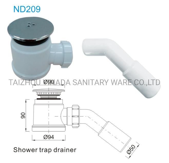 1"1/2 PVC+PP Shower Trap Drain Bathroom Drainer PVC Shower Drain Strainer Waste ND209