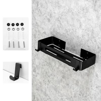 Punch-Free 304 Stainless Steel Bathroom Wall Hanging Storage Rack Matte Black Bathroom Shelf Bathroom Caddy