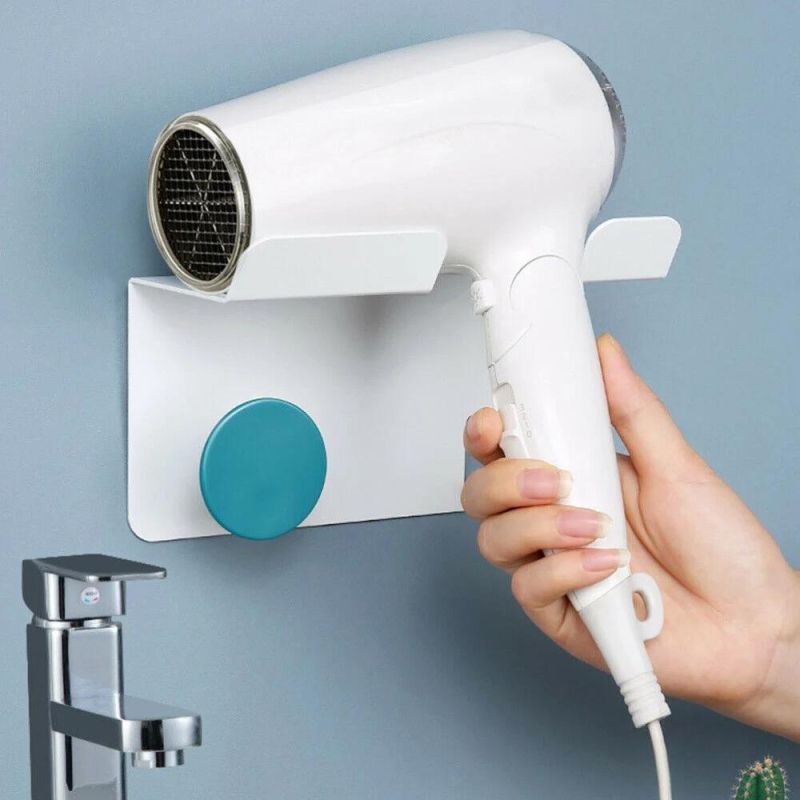 Wall Mounted Punch-Free Hair Dryer Rack Wall-Mounted Plastic Storage Holder