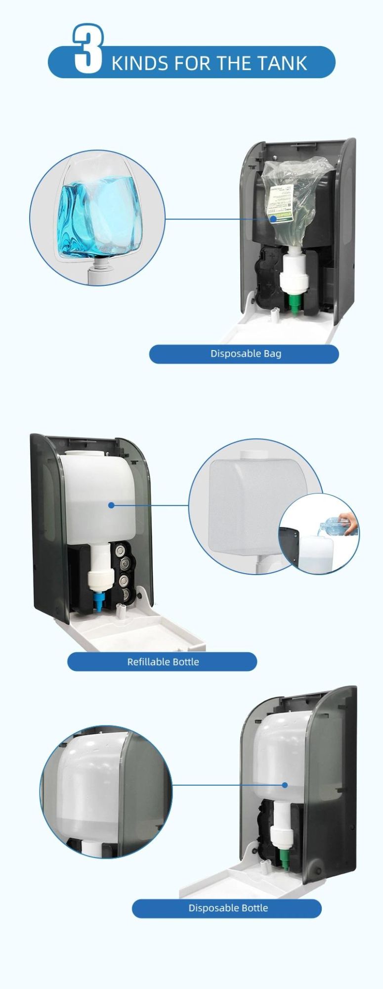 Hand Hygiene Washroom Power Saving 1000ml Sensor Automatic Soap Dispenser