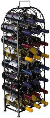 Wine Rack Bordeaux Chateau Style - Holds 23 Bottles - Minimal Assembly (Black)