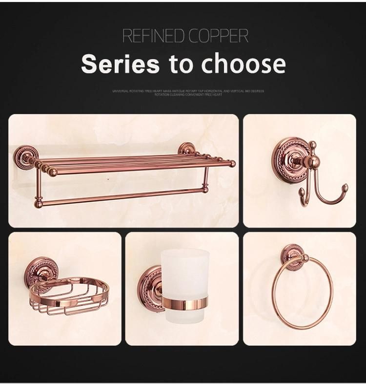 Hotel Rose Gold Brass Bathroom Accessories Wall Mount Towel Shelf Holder