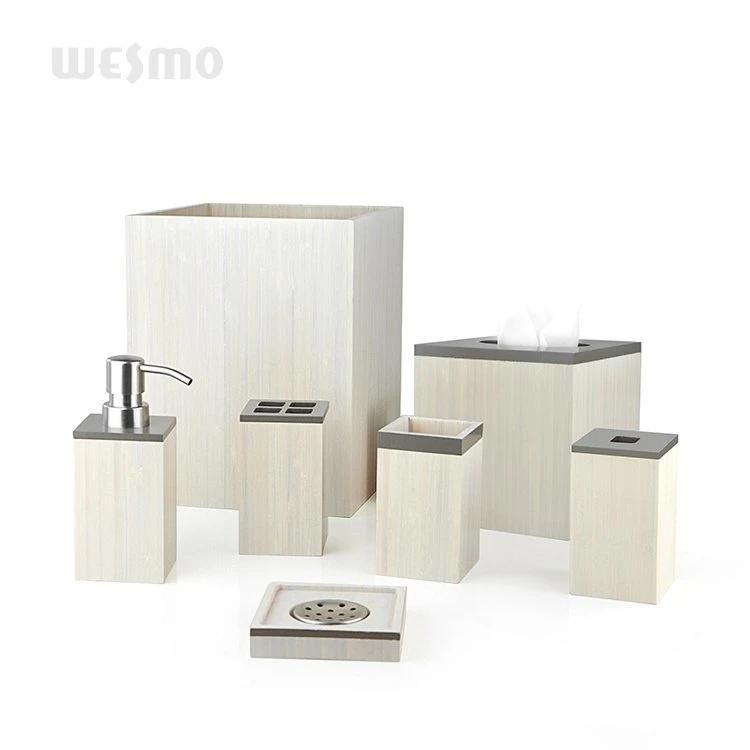 White-Washed Paint Bamboo Bathroom Hardware