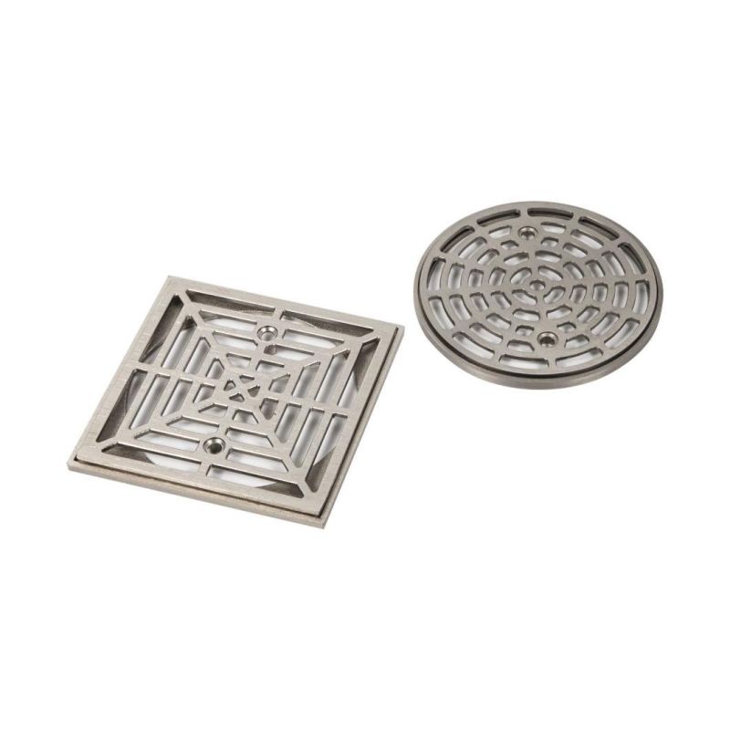Zinc Alloy Nickel Brushed 4 Inch Square Shower Drain