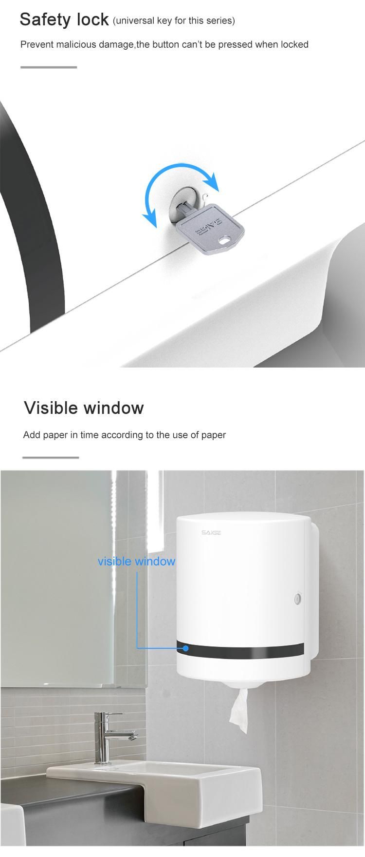 Saige High Quality ABS Plastic Wall Mounted Lockable Jumbo Toilet Paper Holder
