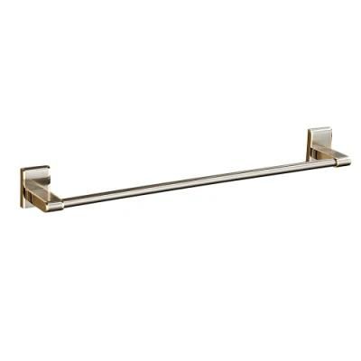 Yundoom OEM Luxury Bathroom Accessories Knurled Towel Bar 304 Stainless Steel Wall Single Hotel Bathroom Towel Holder