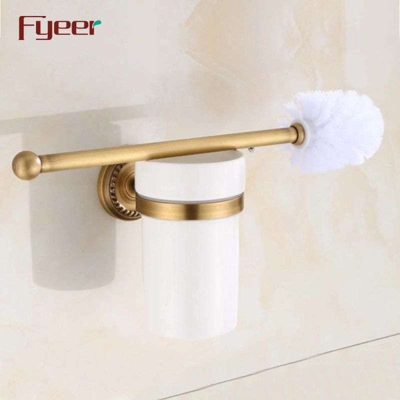 Fyeer Bathroom Accessory Antique Brass Toilet Brush Holder