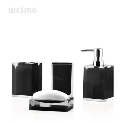 Transparent Black Polyresin Bath Set