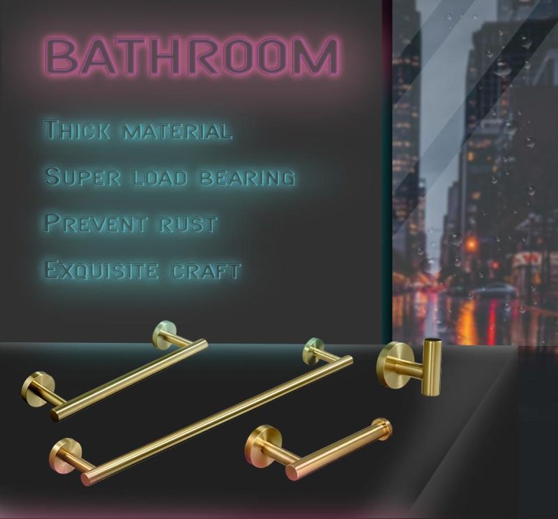 Flg High Quality Stainless Steel Brushed Golden Bathroom Accessories Set
