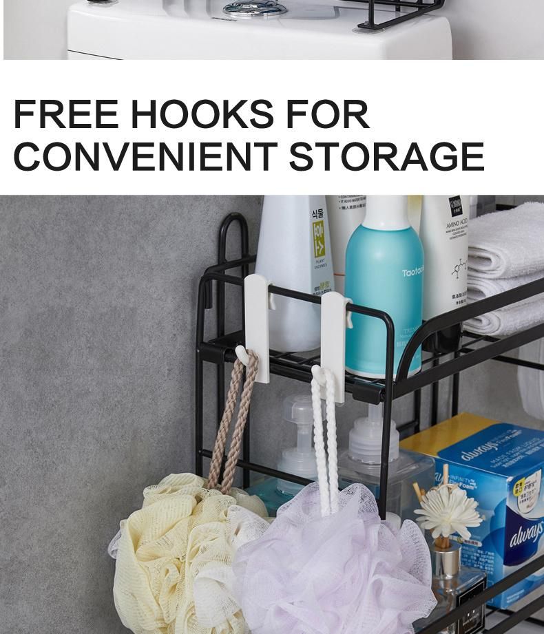 Organizer Household Bathroom 2 Layer Folding Toilet Storage Rack