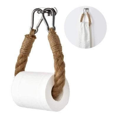 Toilet Punch Free 304 Stainless Steel Hemp Rope Roll Paper Hanger Holder