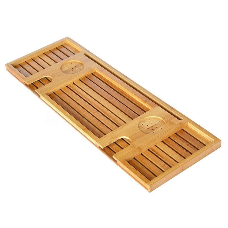 Bathtub Tray Bamboo Bathtub Caddy Tray with Extending Sides Adjustable Book Holder with Premium Luxury Tray Organizer