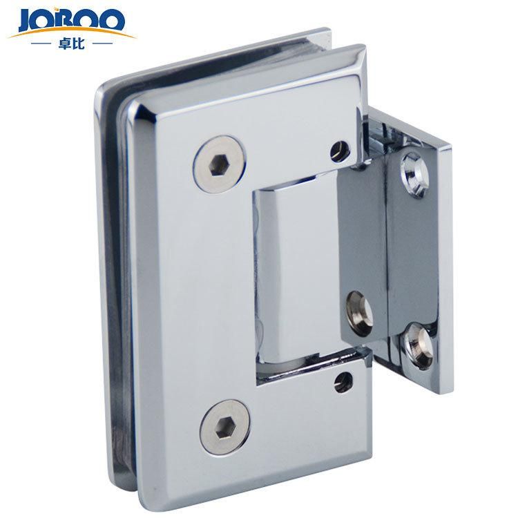 Bathroom Fittings Adjustable Wall to Glass 90 Degree Solid Brass Polish Chrome Phlishing Glass Shower Hinges Connector Joboo Zb541