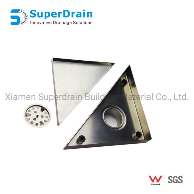 Stainless Steel Triangle Floor Drain Recessed Tile Insert Strainer Corner Shower Drain
