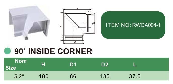 PVC UPVC Plastic Rain Gutter Fittings 90 Degree Inside Corner Building Materials