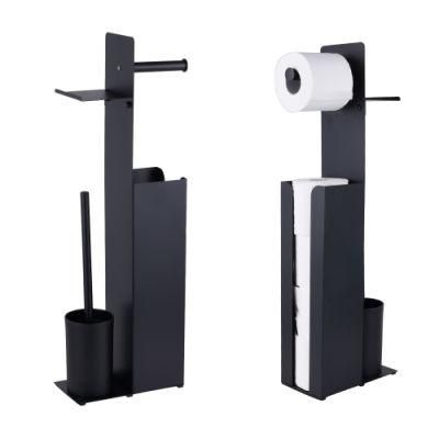 Standing Toilet Paper Holders Toilet Brush Set with Handy Shelf