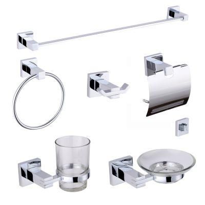 Modern Design 6 Pieces Complete Bathroom Set Accessories Chrome Bath Accessory