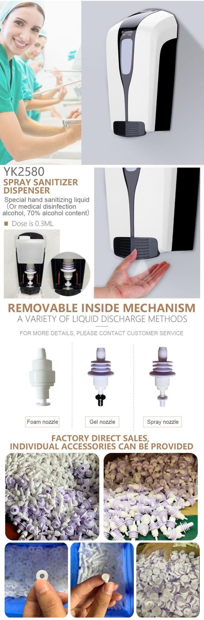 Manual Hospital Plastic Bottle Soap Dispenser with Lock