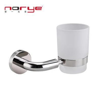 Stainless Steel Bathroom Accessories Single Tumbler Toothbrush Holder Set with Glass Cup