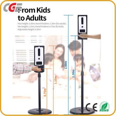 Design Portable Touch Free Black Touchless Hand Automatic Foam Shield Sanitizer Soap Dispenser Station Floor Stand Holder
