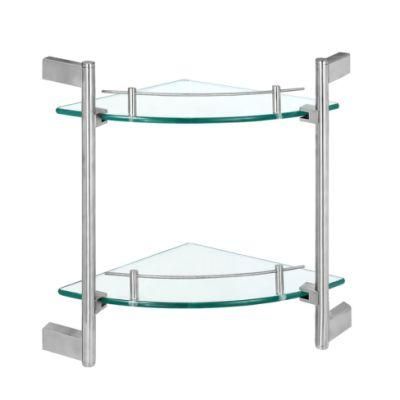 Wall Mounted Glass Shelf with Stainless Steel Brackets Corner Shower Shelf