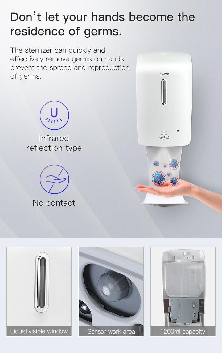 Touchless Automatic Soap Dispenser Wall-Mounted Spray Alcohol Svavo 1200ml