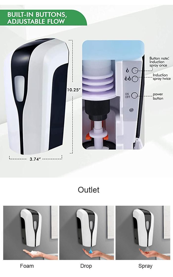 Saige 1000ml Hotel Wall Mounted Touchless Auto Alcohol Spray Soap Dispenser Automatic