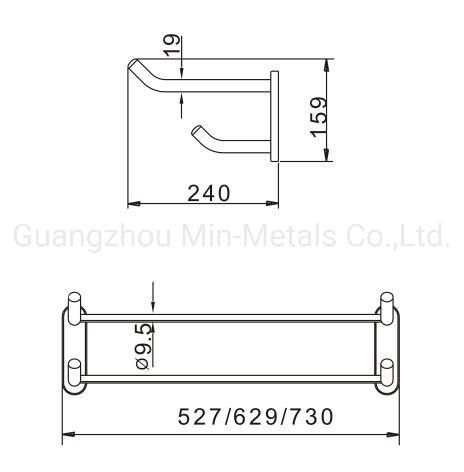 Stainless Steel Double Towel Rack with Hooks Mx-Tr06-108