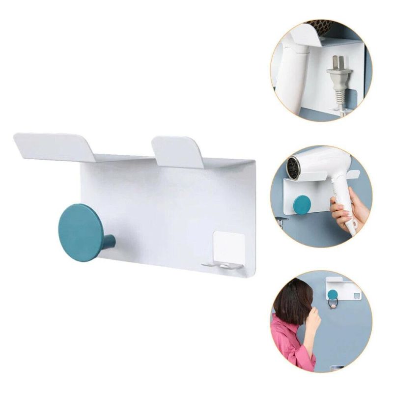 Wall Mounted Punch-Free Hair Dryer Rack Wall-Mounted Plastic Storage Holder