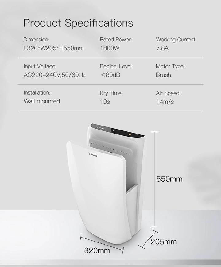 Drying Machine Hands Wall Automatic Hand Drier Bathroom Jet Air Hand Dryer