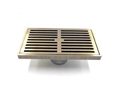 Brushed Brass Square Shower Drain 4 Inch