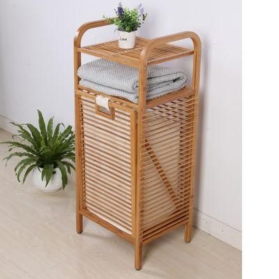 Home Folding Bamboo Hamper (Large) Made of Natural Bamboo Includes Machine Washable Cotton Canvas Liner